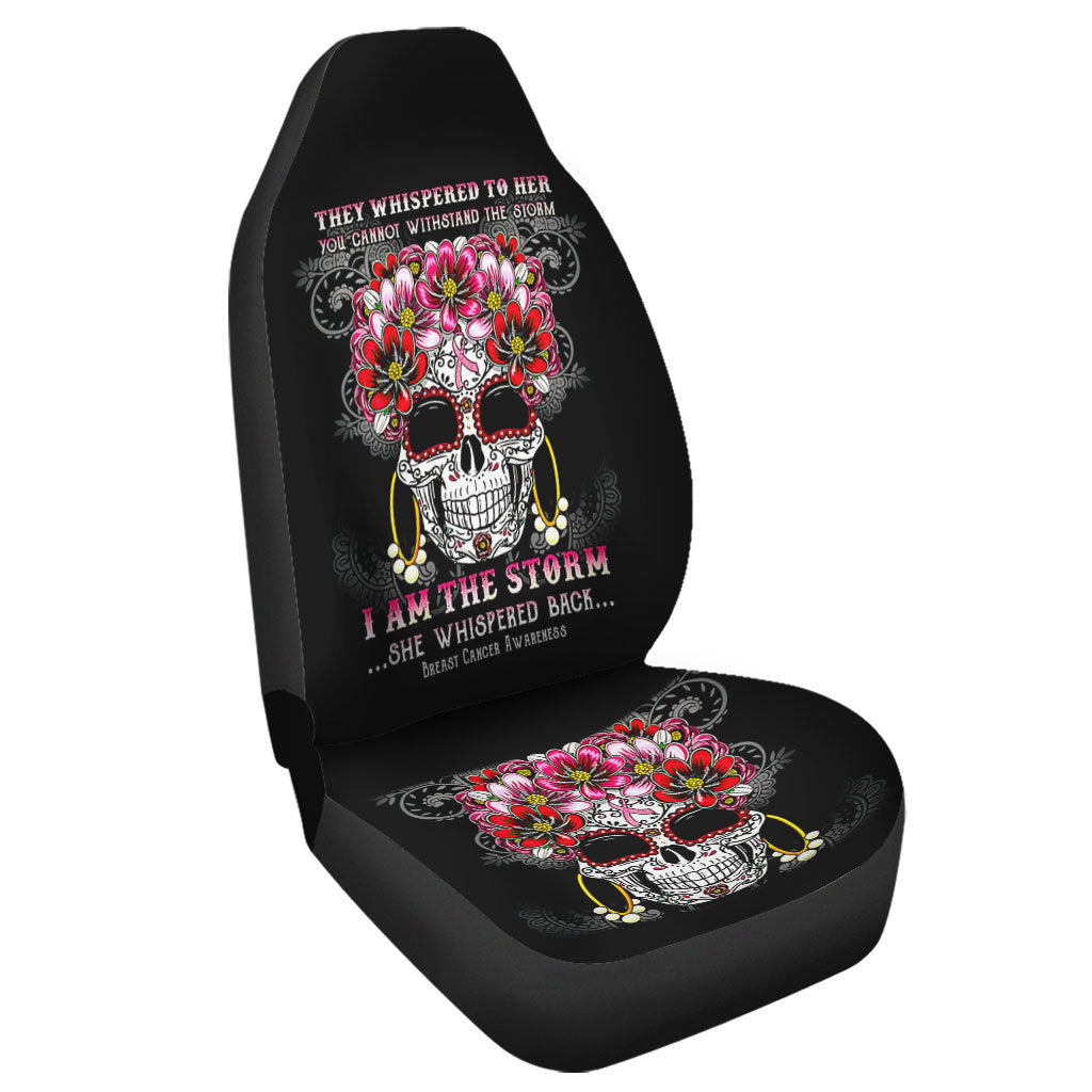 I Am The Storm Skull Cancer Automotive- Breast Cancer Awareness Seat Covers 0822