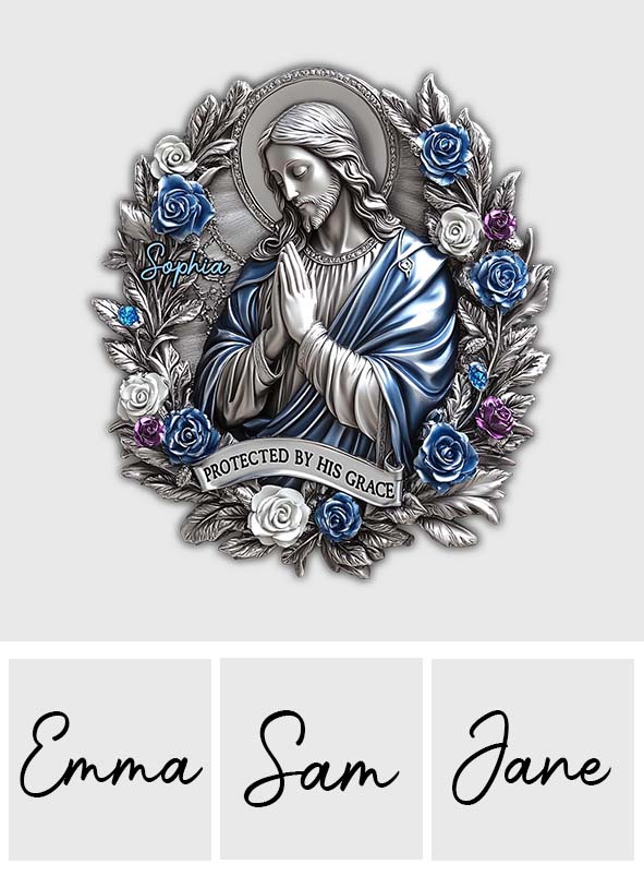 Protected By His Grace - Personalized Christian Shaped Car Visor Clip