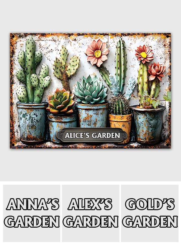 My Garden - Personalized Cactus Rectangle Metal Sign
