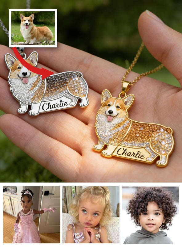 Personalized Welsh Corgi Dog Metal Pendant Necklace Custom Name Pet Jewelry Gift for Corgi Lovers and Dog Moms