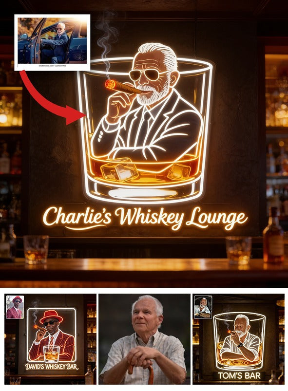 Personalized Whiskey Cigar Lounge LED Acrylic Sign Home Bar Decor Gift For Latina Men