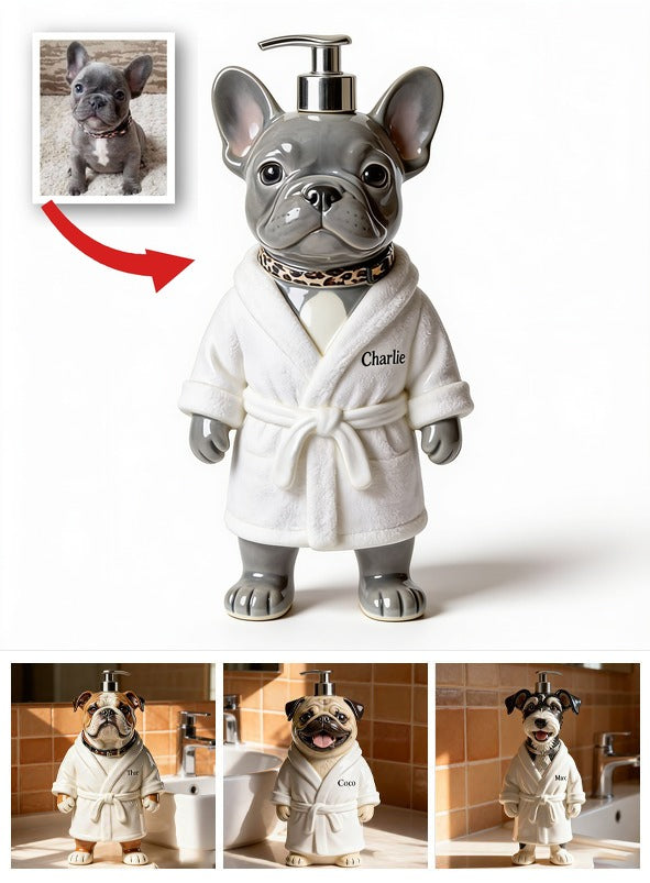 Personalized Grey French Bulldog Soap Dispenser Pet Bathroom Decor