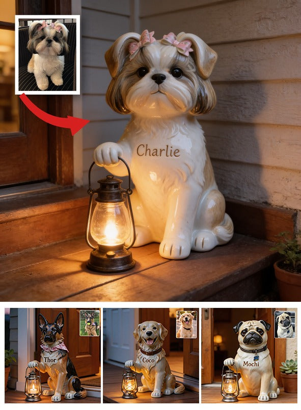 Personalized Fluffy Shih Tzu Solar Acrylic Light Pet Owner Garden Decor
