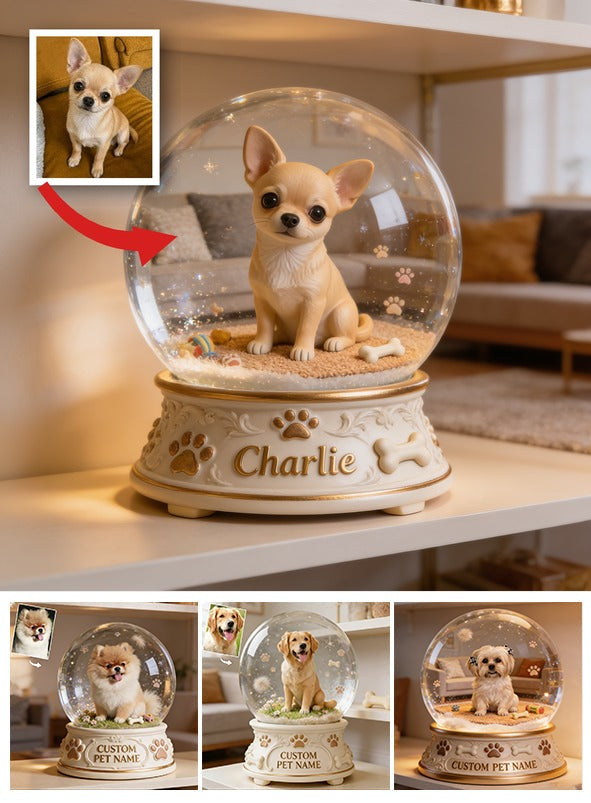 Personalized Fawn Chihuahua Snow Globe Acrylic Table Decor, Pet Lover Gift