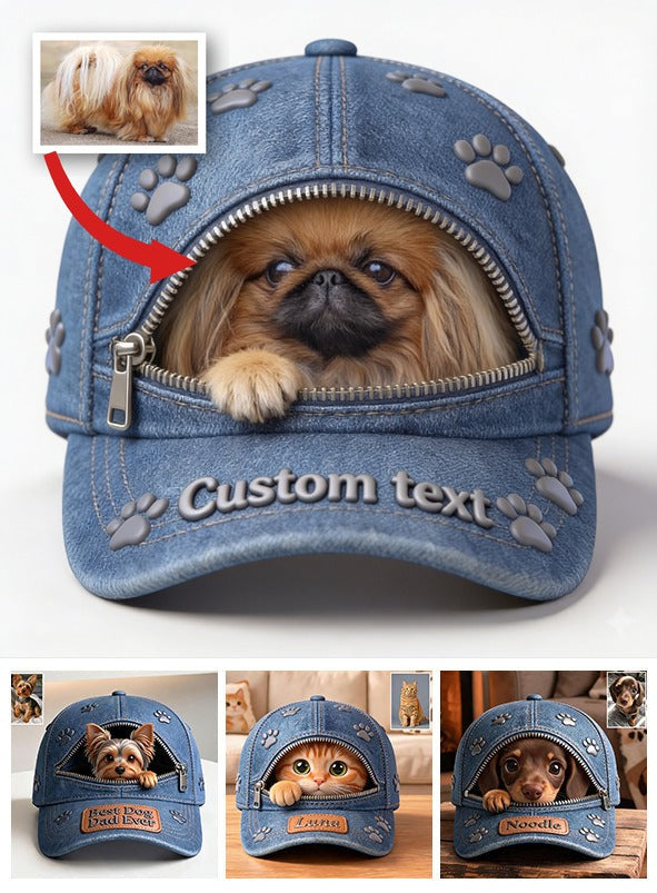Custom Photo Fluffy Shih Tzu Classic Cap Dog Lover Gift