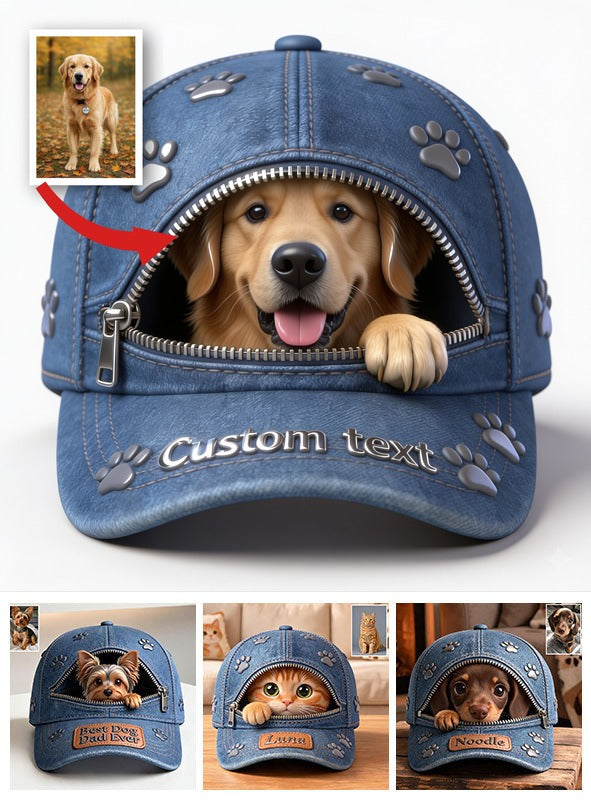 Custom Photo Golden Retriever Puppy Classic Cap Dog Lover Gift