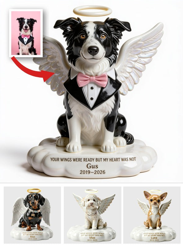Custom Photo Border Collie Angel Memorial Shaped Acrylic Plaque Pet Loss Gift