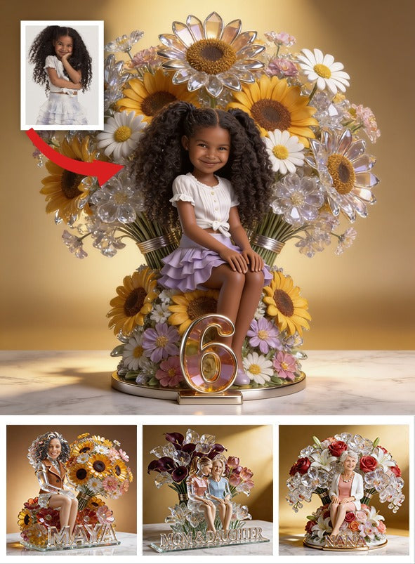 Custom Photo Birthday Black Little Girl Custom Shaped Acrylic Plaque Gift for Daughter Granddaughter Niece
