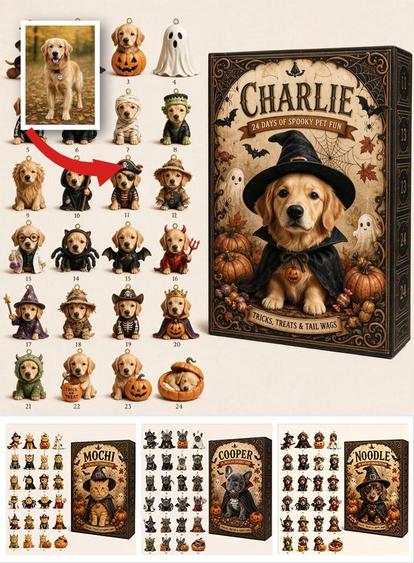 Personalized Halloween Golden Retriever Advent Calendar with Mini Ornaments