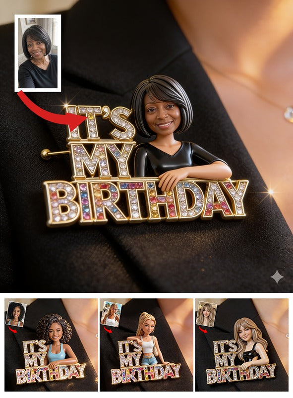Custom Photo 50th Birthday Middle-Aged Black Woman Enamel Pin, Gift for Mom Grandma Wife