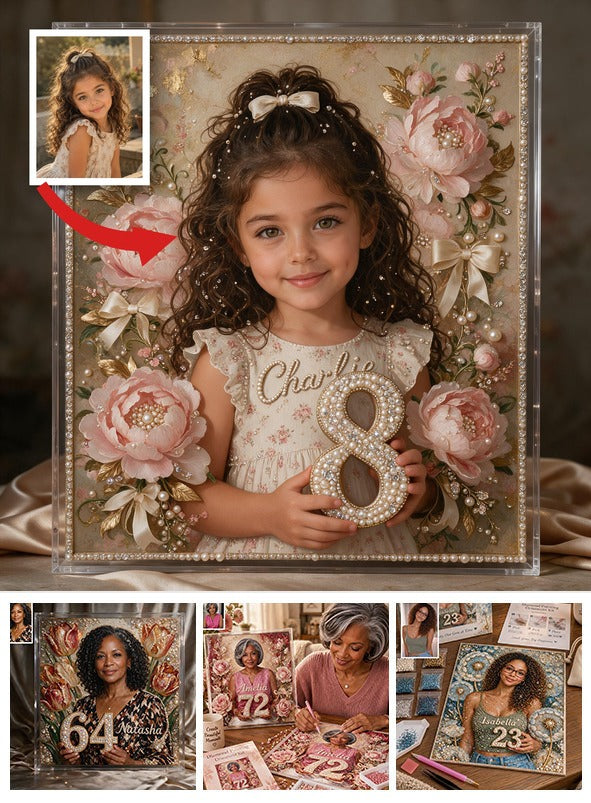 Personalized Birthday Latina Little Girl Diamond Painting Ornament Kit Gift for Daughter Granddaughter