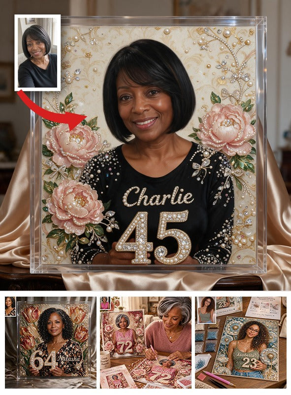 Personalized 45th Birthday Middle-Aged Black Woman Diamond Painting Ornament Kit Gift
