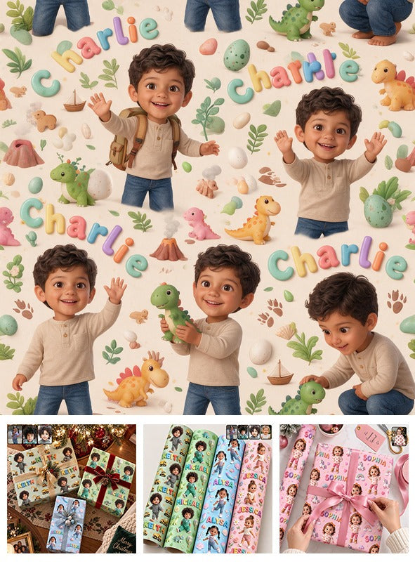 Personalized Latino Little Boy Wrapping Paper, Son Grandson Nephew Gift Wrap