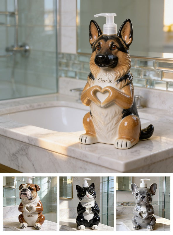 Personalized Black and Tan Adult German Shepherd Soap Dispenser Pet Lover Gift