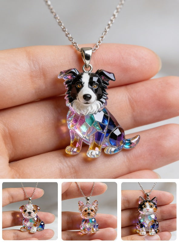 Custom Photo Black and White Border Collie Acrylic Pendant Necklace Dog Lover Gift