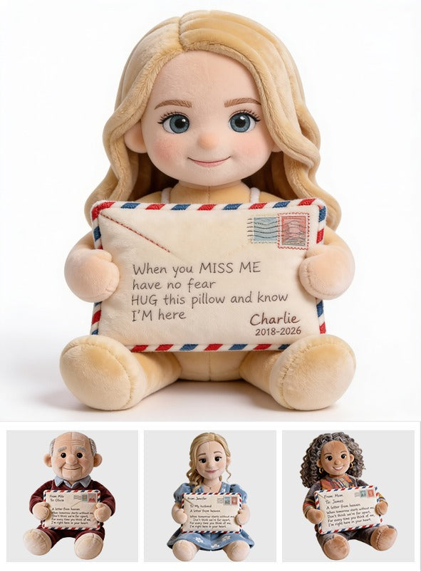 Personalized Little Girl Memorial Faux Fur Shaped Pillow Keepsake