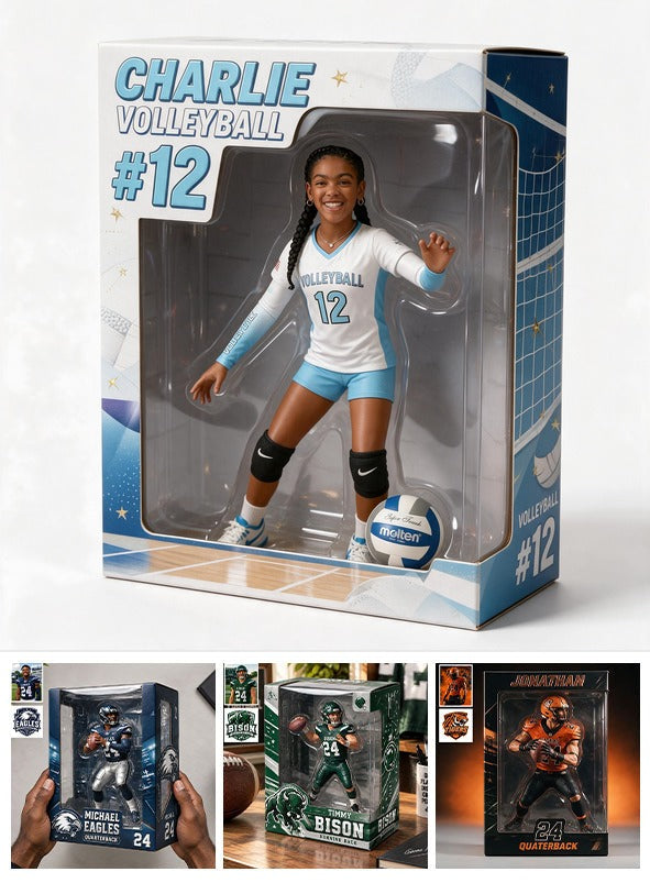 Personalized Black Female Youth Volleyball Player 3D Acrylic Display Box Sports Keepsake