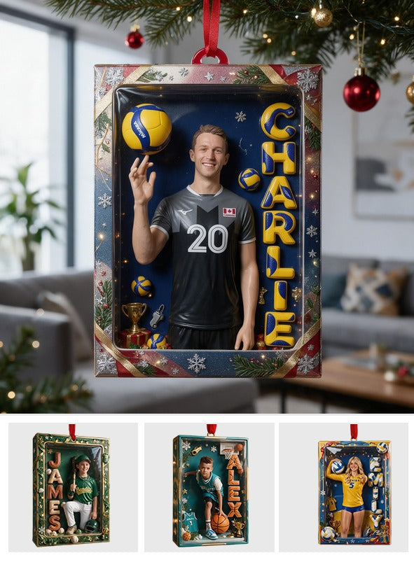 Personalized Christmas Latino Man Volleyball Player Acrylic Ornament Gift