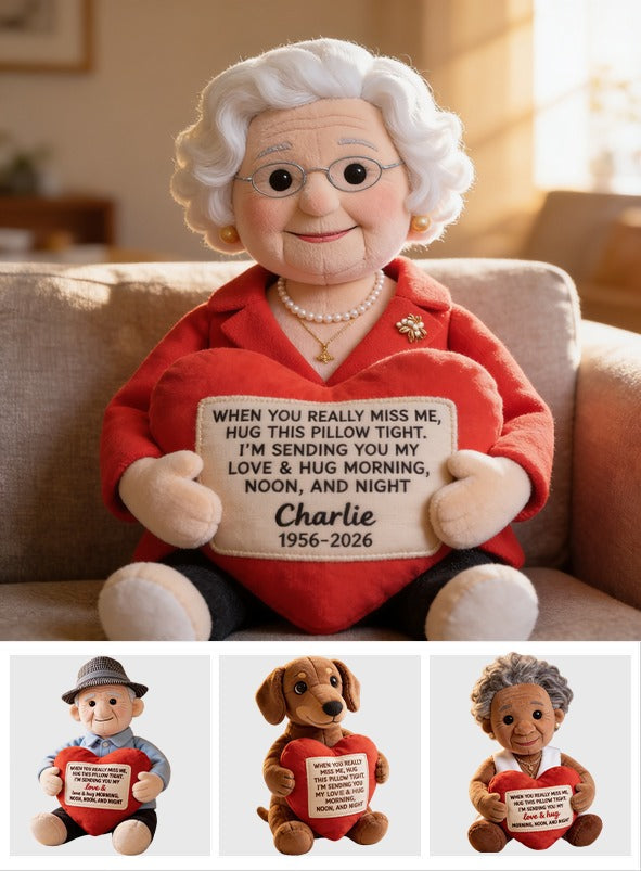 Personalized Older Woman Grandma Memorial Faux Fur Shaped Pillow