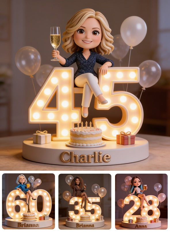 Personalized 45th Birthday Middle-Aged Woman Custom Shaped Acrylic Plaque Gift