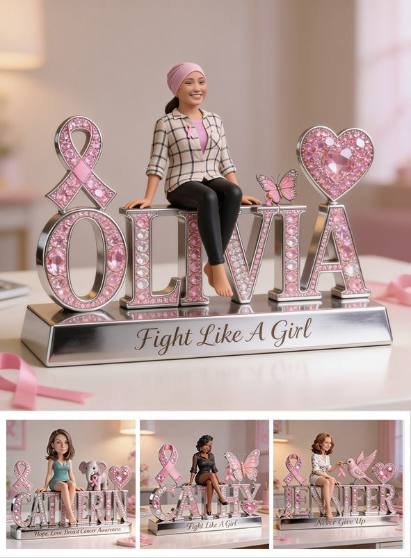 Custom Photo Breast Cancer Awareness Latina Breast Cancer Woman Shaped Acrylic Plaque