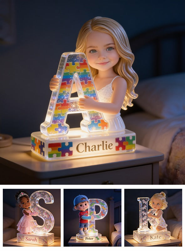 Personalized Little Girl Acrylic LED Night Light Kid Bedroom Decor Gift