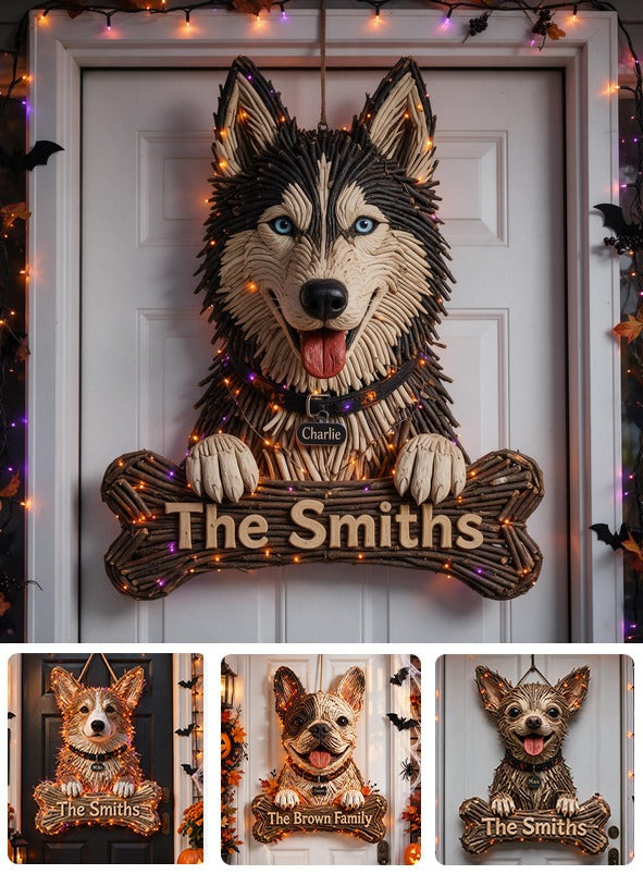 Personalized Halloween Black and White Siberian Husky LED Light Acrylic Sign