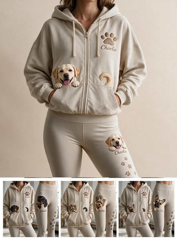Personalized Adult Yellow Labrador Retriever Zip Hoodie & Leggings Loungewear Set
