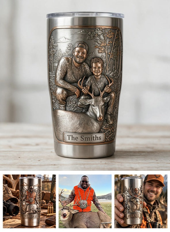 Personalized Custom Photo Hunter and Child with Deer Hunting Tumbler