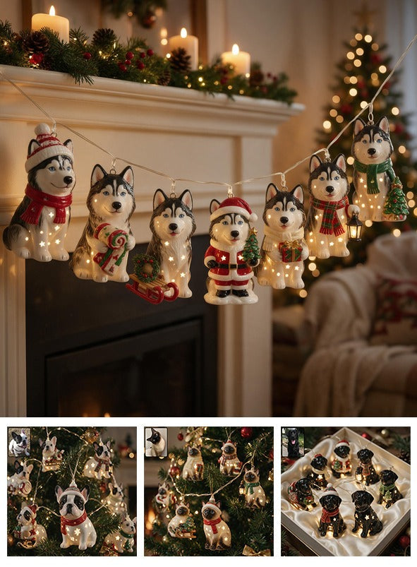 Personalized Custom Photo Christmas Siberian Husky String Lights Holiday Decor