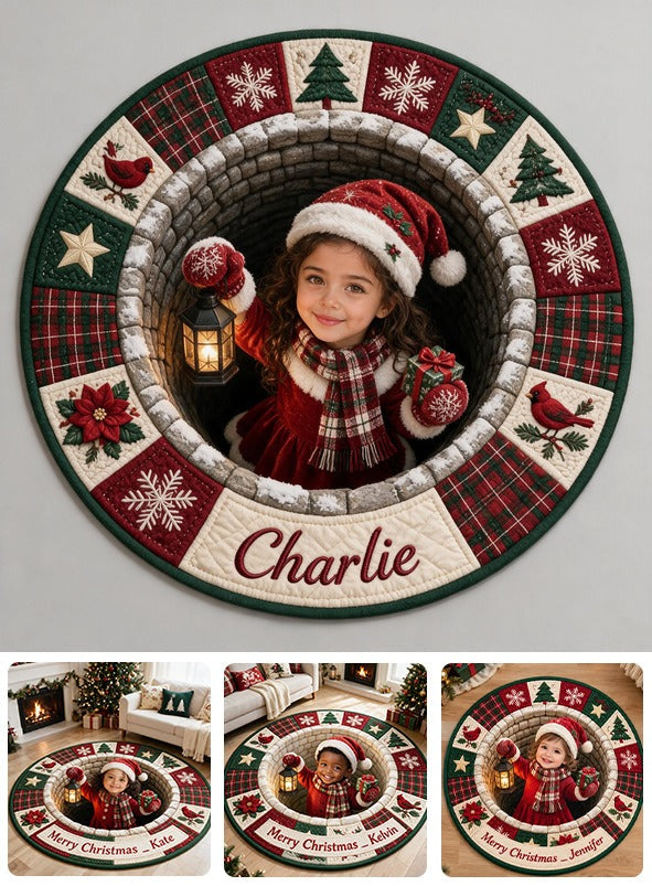 Personalized Christmas Latina Little Girl Non-Slip Tufted Rug Kid Holiday Gift
