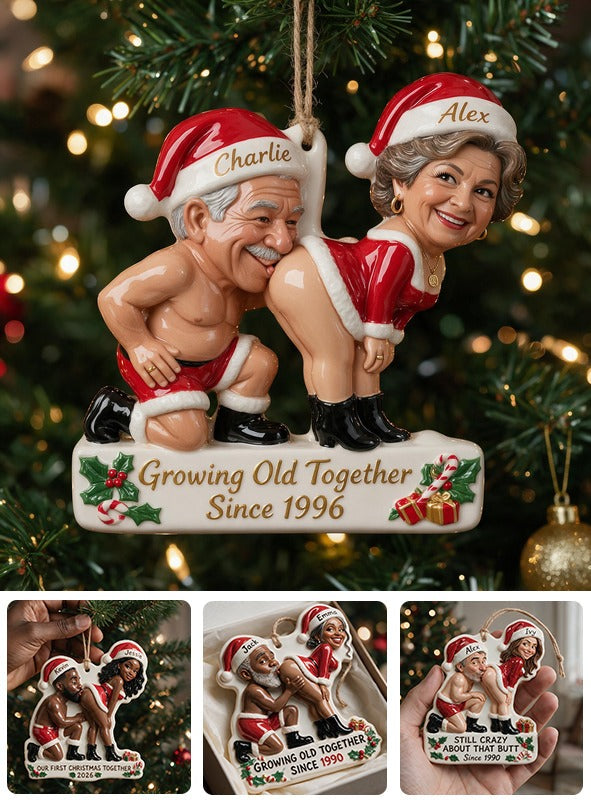 Personalized Custom Photo Christmas Older Latino Couple 3D Ornament Funny Couple Gift