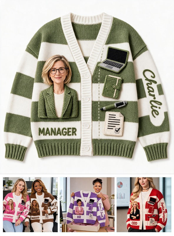 Personalized Older Female Colleague Cardigan Sweater Office Work Gift