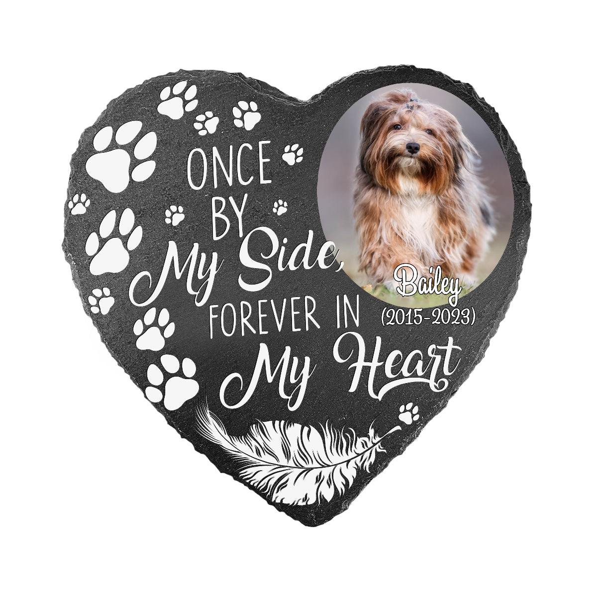 Once By My Side Forever In My Heart - Personalized Dog Heart Shaped Stone
