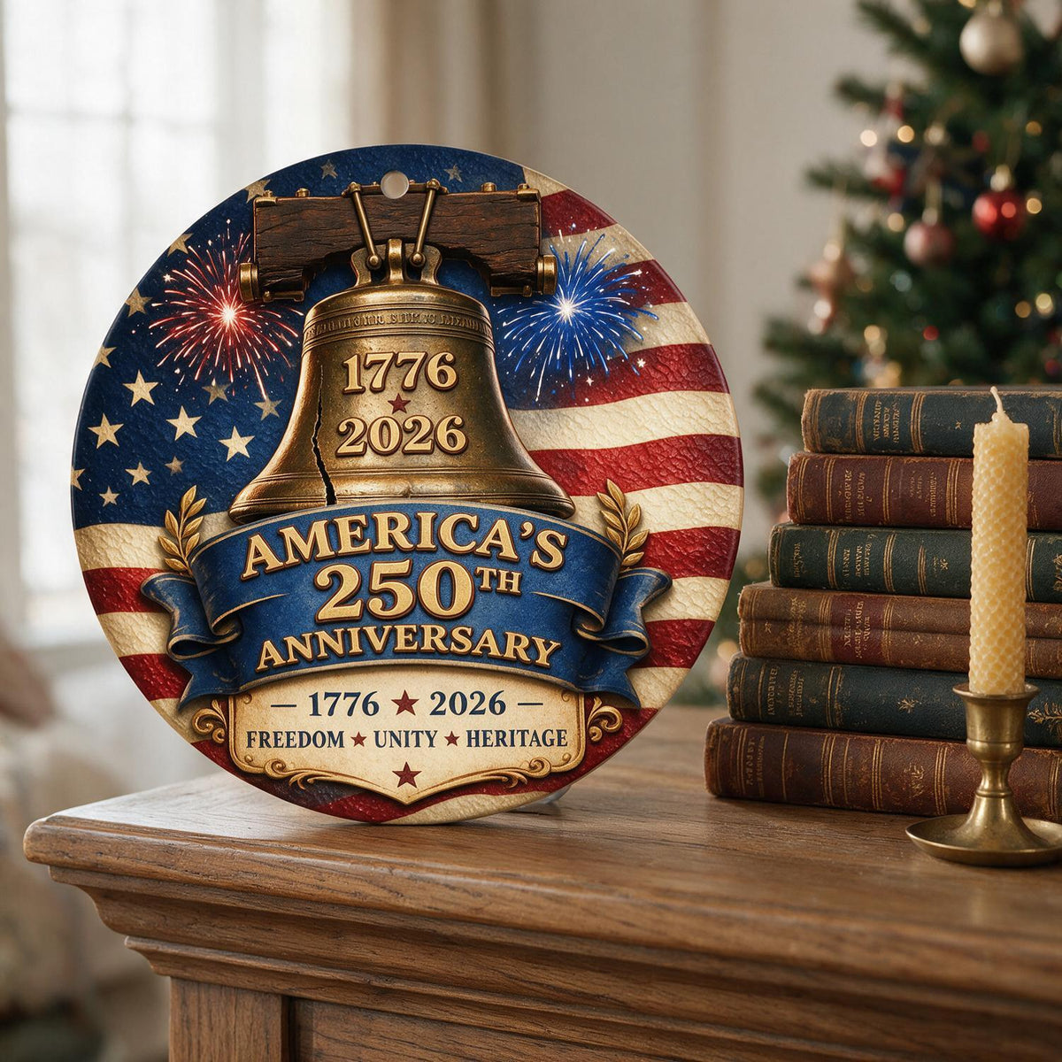 America 250th Anniversary 1776-2026 Liberty Bell Acrylic Ornament - Patriotic Christmas Tree Decor Gift