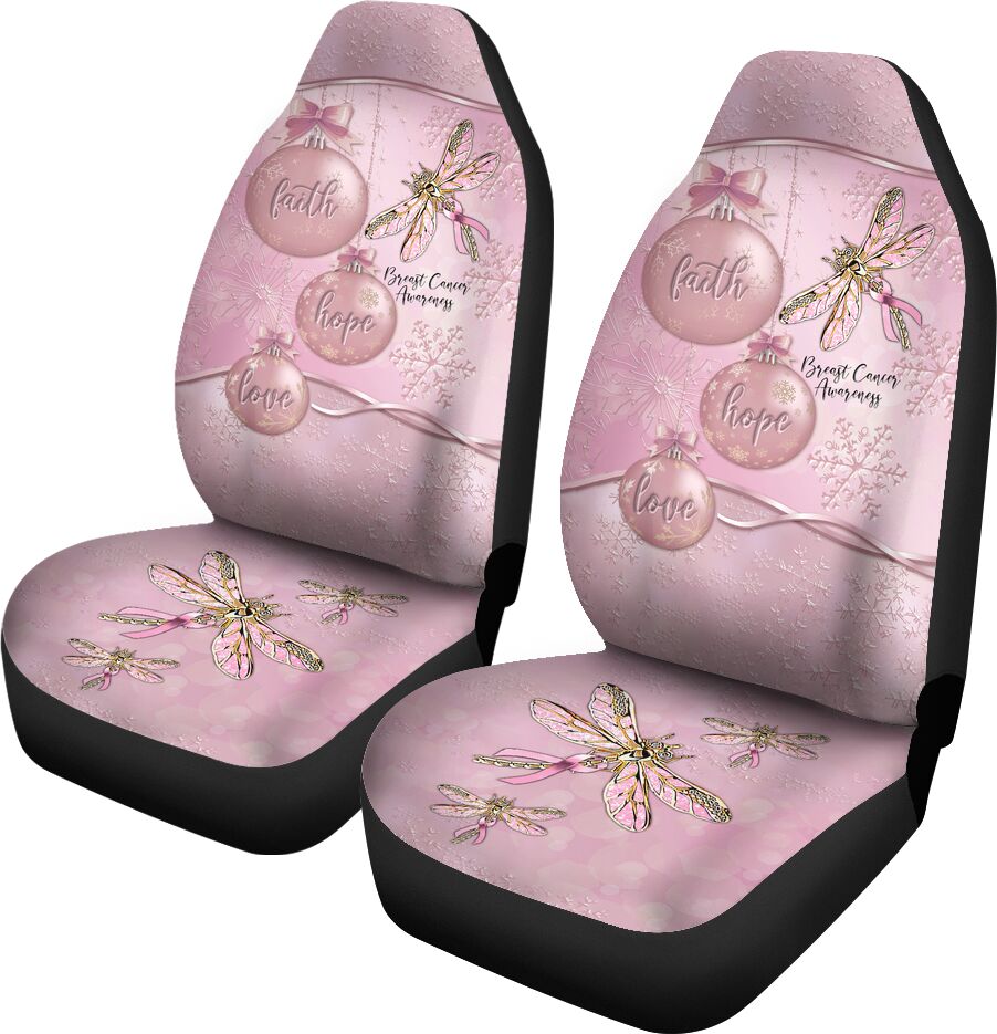 Faith Hope Love Metal Pattern Print Breast Cancer Awareness Seat Covers 0622