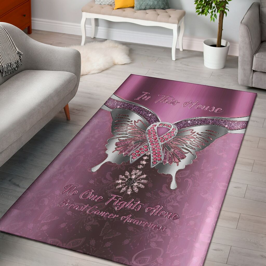In This House No One Fights Alone Breast Cancer Awareness Rug 0622