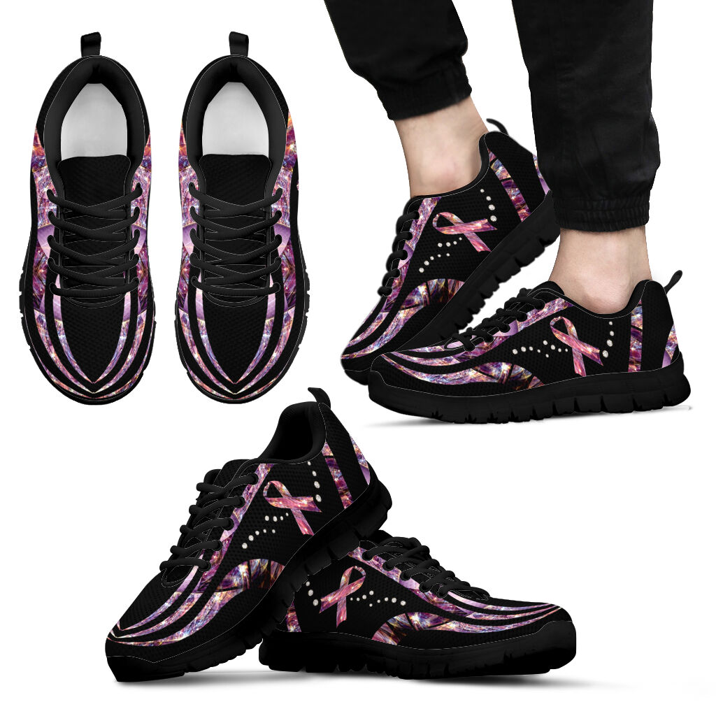 Faith Hope Love Rhinestone Pattern Print Breast Cancer Awareness Sneakers 0622