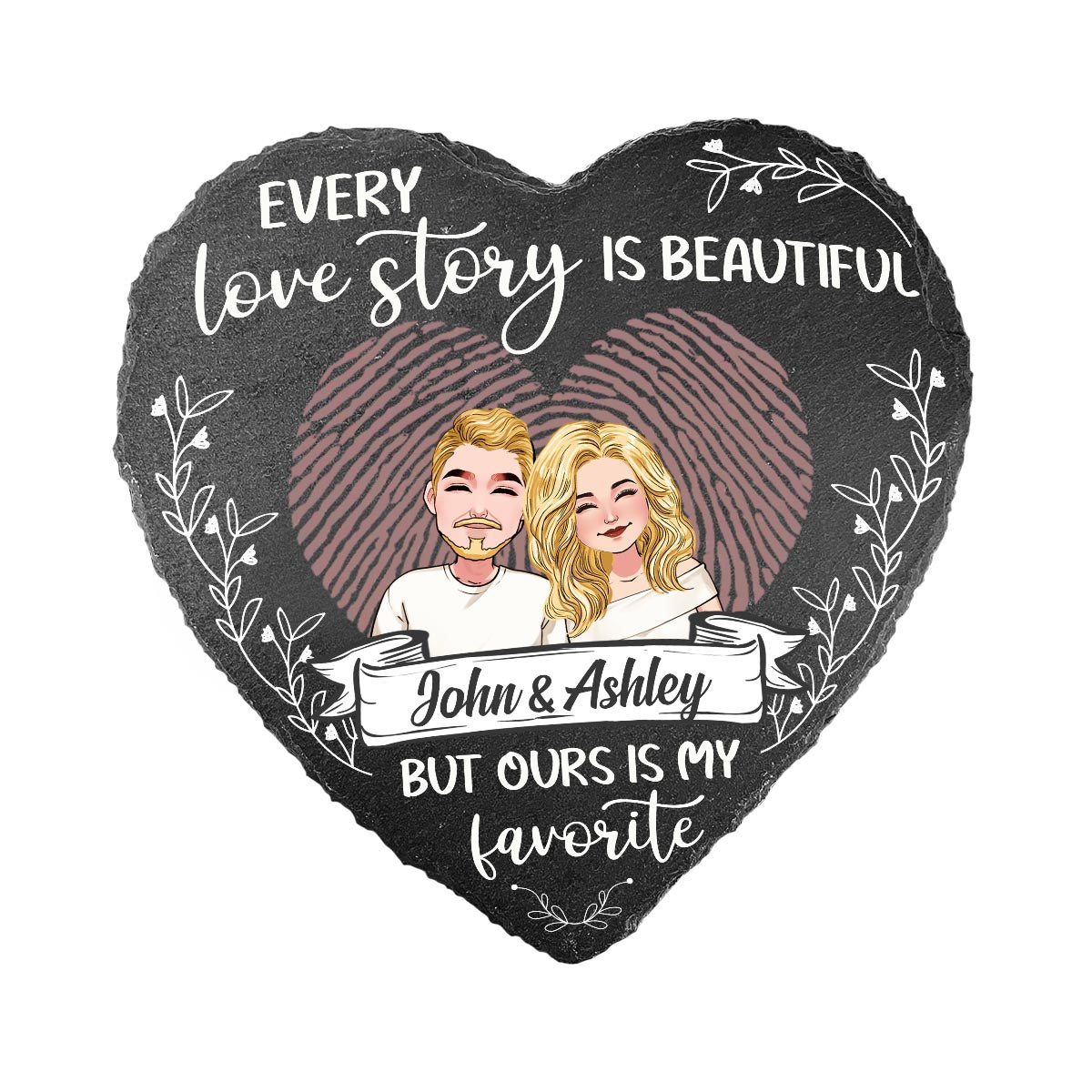 Every Love Story Is Beautiful - Personalized Couple Heart Shaped Stone