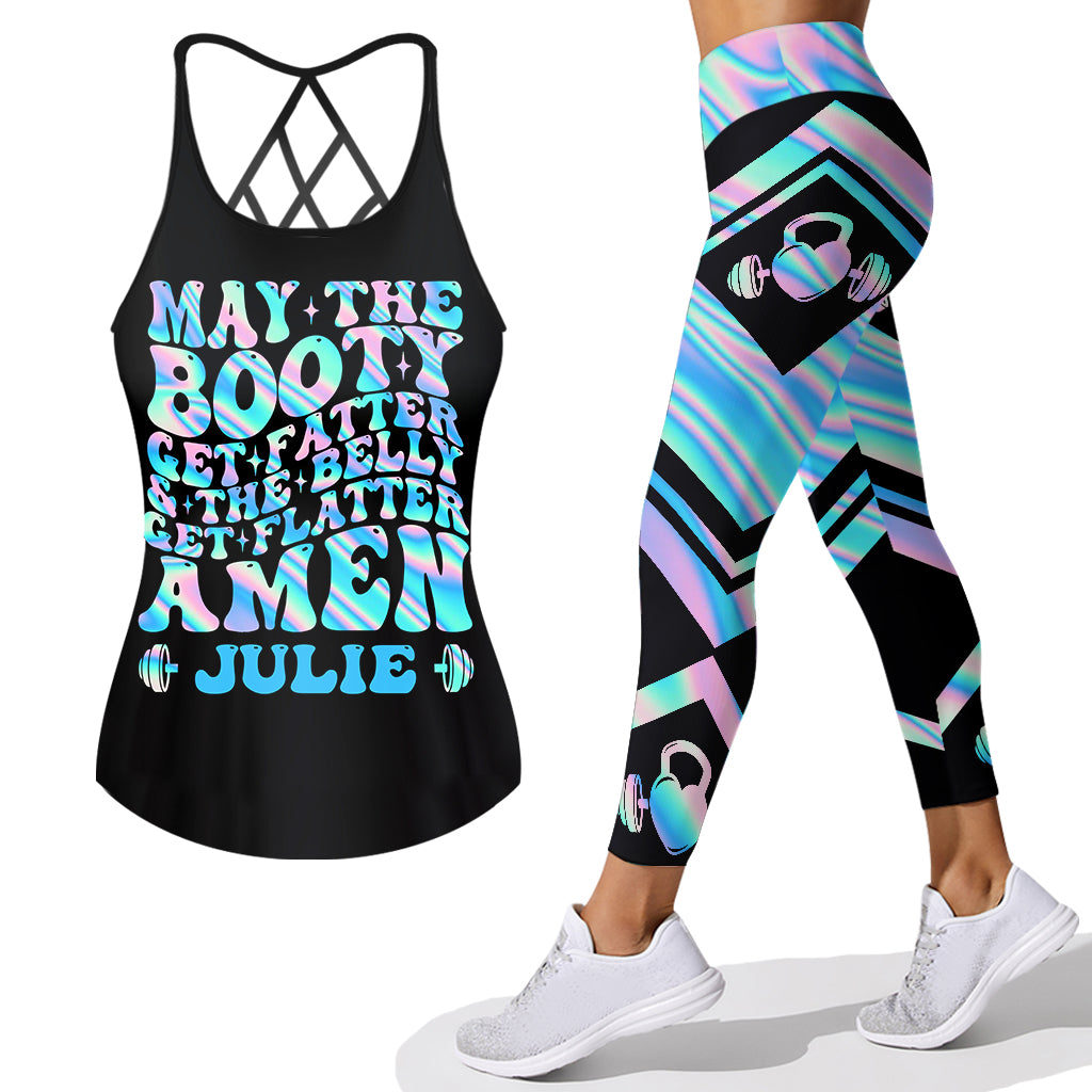 May The Booty Get Fatter - Personalized Fitness Cross Tank Top and Leggings