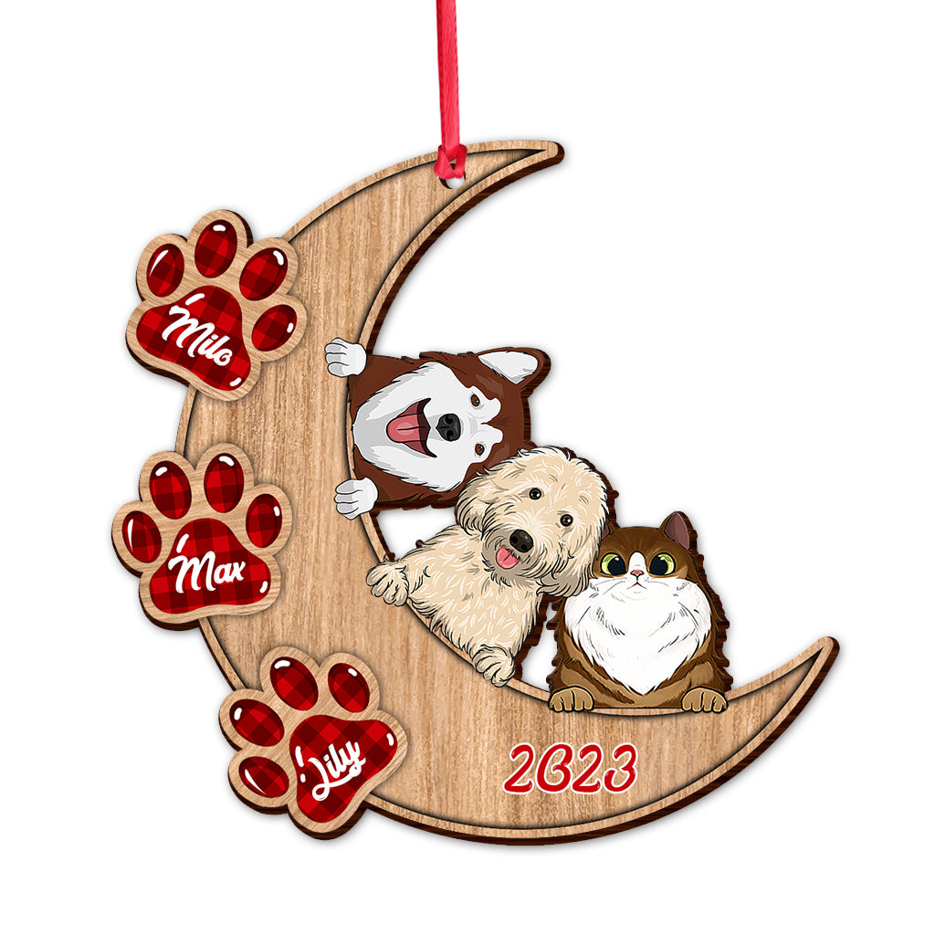 I Love You To The Moon And Back - Personalized Dog Ornament