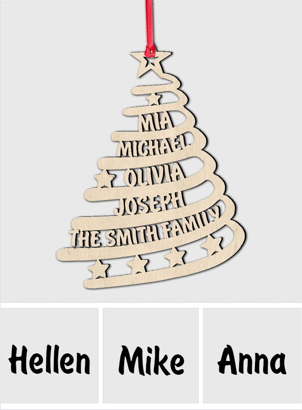 Family Name Christmas Tree - Personalized Family Ornament