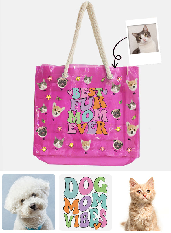 Dog Cat Mom Vibes - Personalized Dog Clear Tote Bag