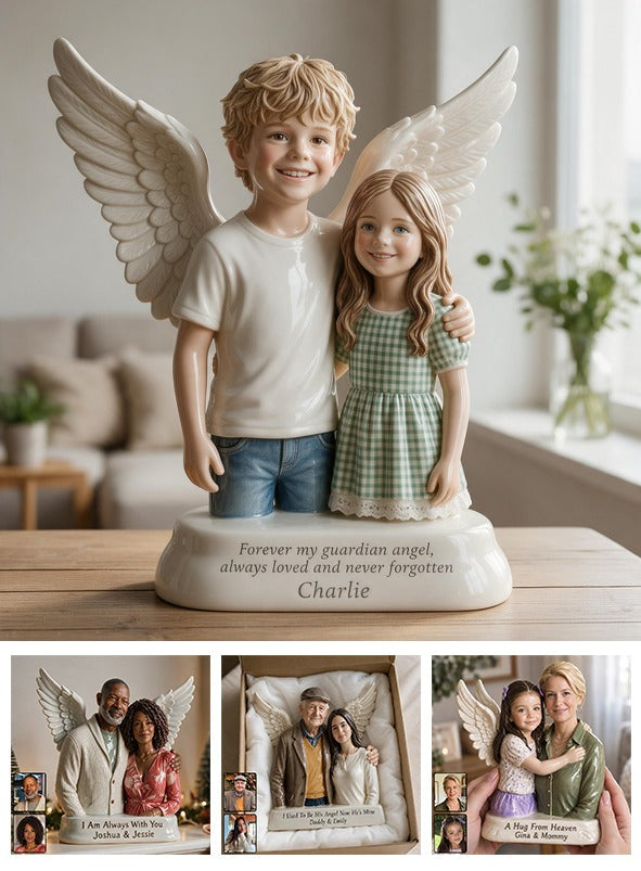 Personalized Little Boy Guardian Angel 3D Memorial Resin Plaque