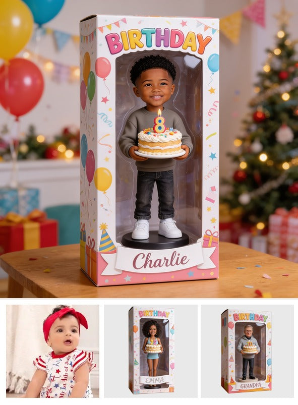 Personalized 8th Birthday Black Little Boy Acrylic Display Box Keepsake Gift