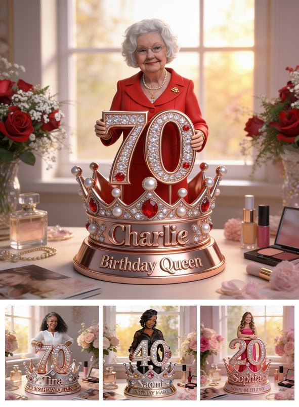 Personalized 70th Birthday Older Woman Custom Shaped Acrylic Plaque Milestone Gift