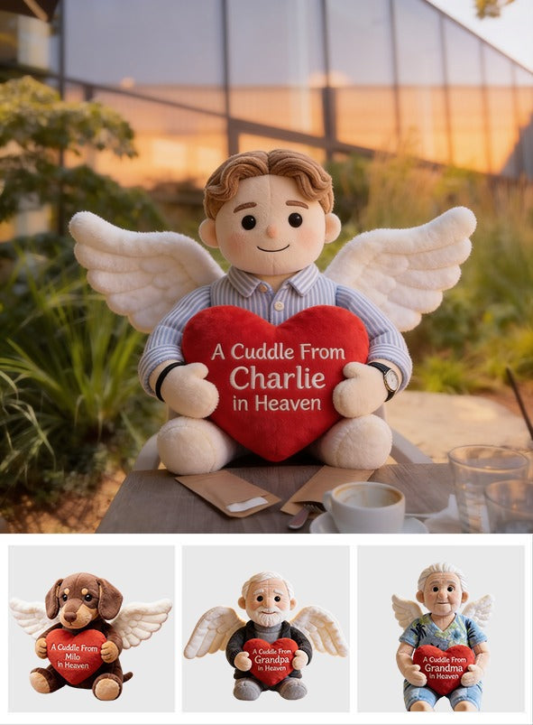 Personalized Memorial Angel Man Shaped Pillow Sympathy Gift For Lost Loved Ones