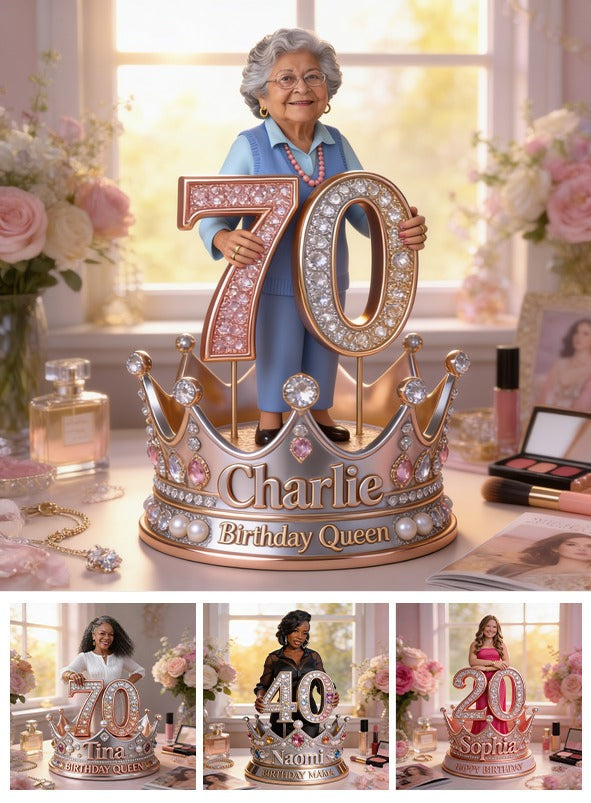 Personalized 70th Birthday Older Latina Woman Custom Shaped Acrylic Plaque Gift