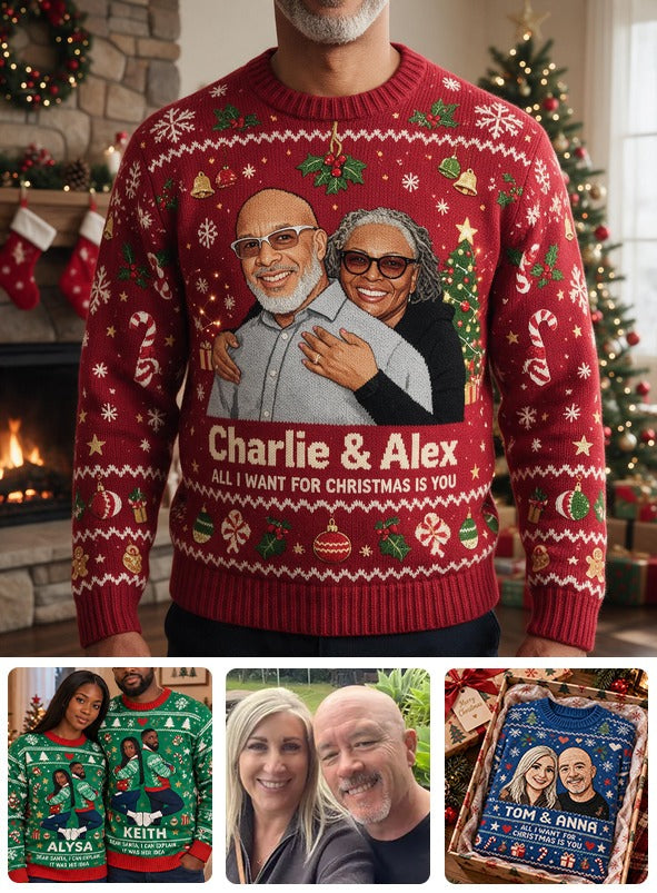 Personalized Christmas 30th Anniversary 1996 Middle-Aged Black Couple Ugly Sweater