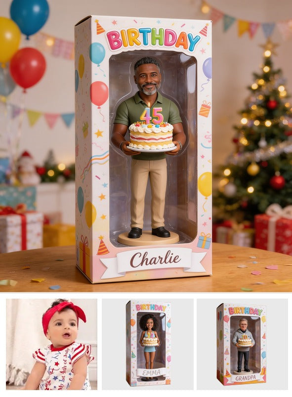 Personalized 45th Birthday Middle-Aged Black Man Acrylic Display Box Keepsake Gift